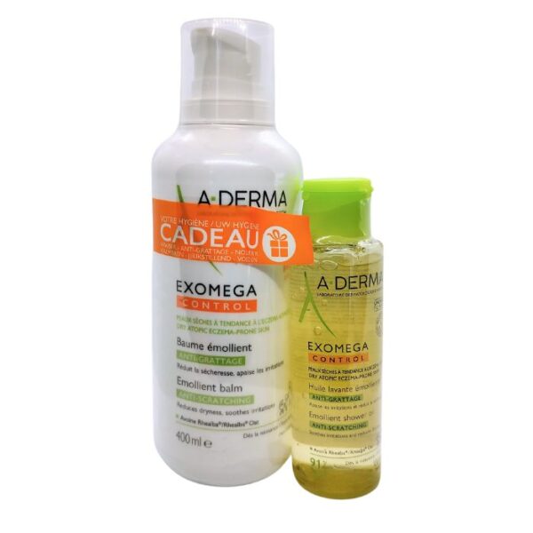 A-Derma Exomega Control Emolliërende Balsem Tegen Krabben 400ml + GRATIS Exomega Wasolie 100ml