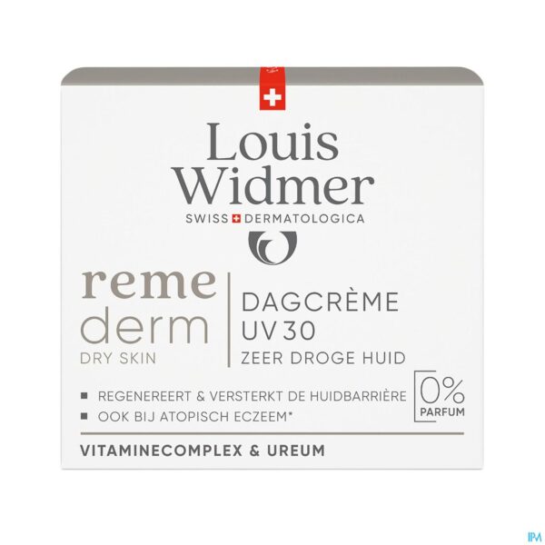 Louis Widmer Remederm Dagcrème UV30 Zonder Parfum 50ml