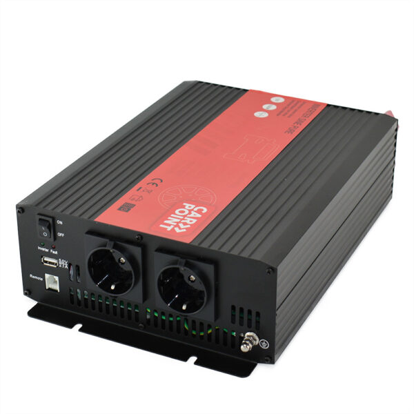 Zuivere Sinus Omvormer 12V > 230V 1500W - Standaard Schuko Stopcontact