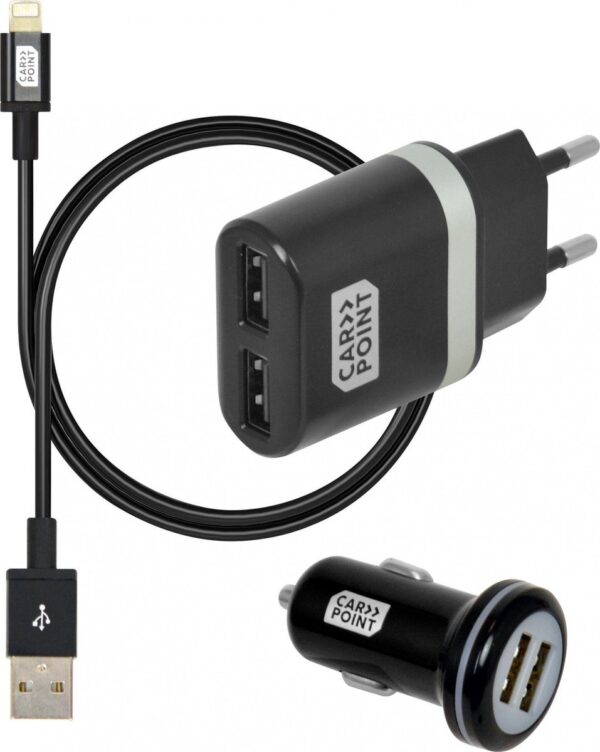 Laderset Micro USB en Apple 8 pin - 12V/24V en 230V