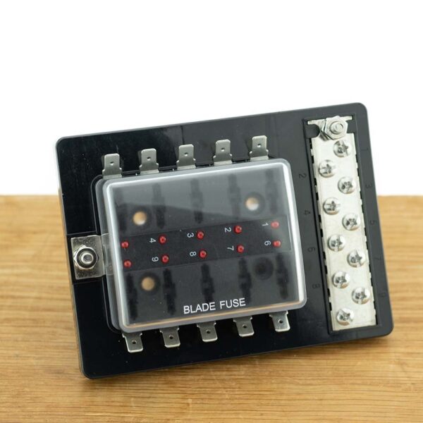 Zekering distributie 10 met led signalering + busbar