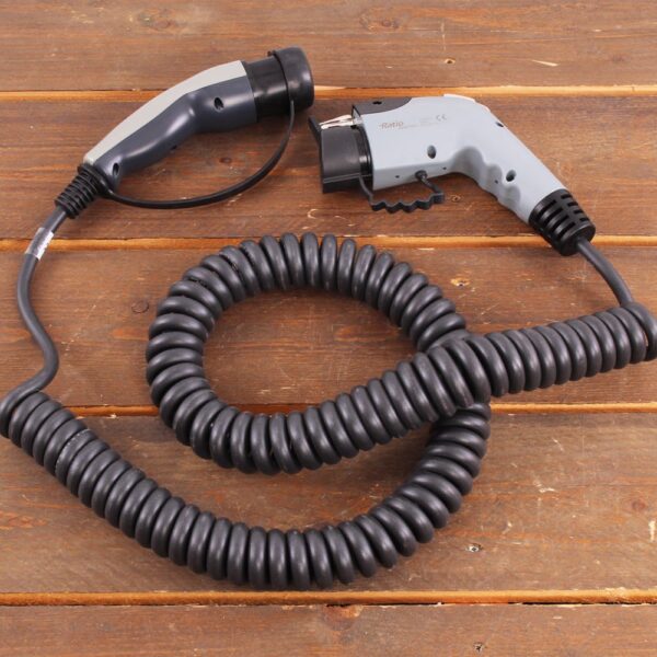 Laadkabel type 1 naar type 2 - coiled - 1 fase - 16A - 4 meter