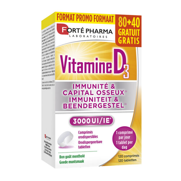 Forté Pharma Vitamine D3 3000UI 80 + 40 Smelttabletten GRATIS
