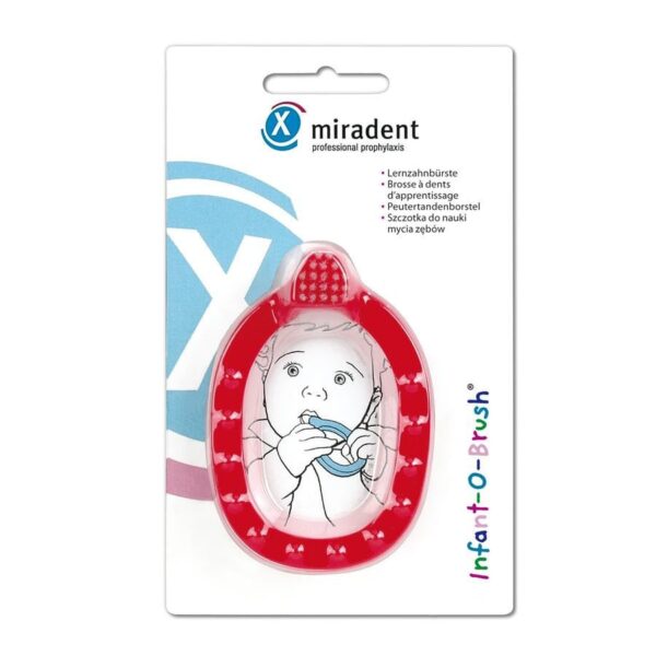 Miradent Infant-O-Brush Baby Tandenborstel Rood 1 Stuk