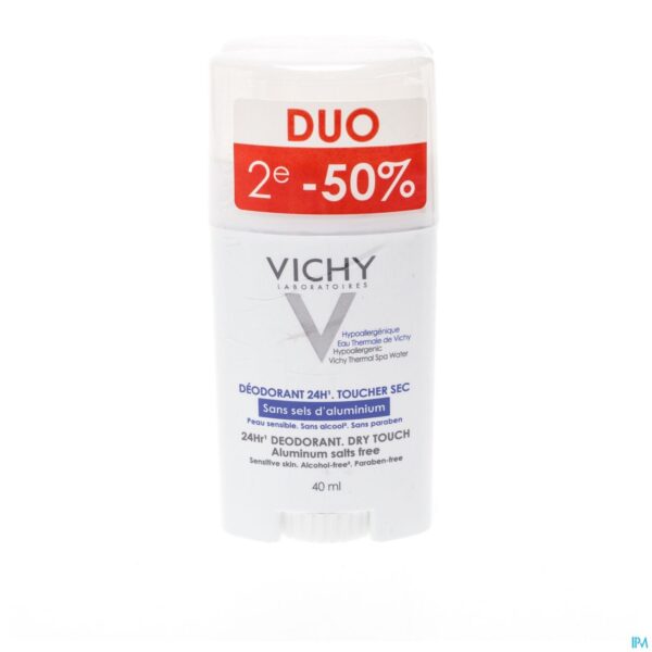 Vichy Deodorant Stick Zonder Aluminiumzouten 24u Promo Duo 2e -50% 2x40ml