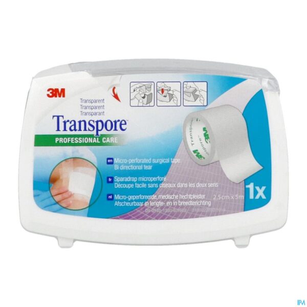 3M Transpore Geperforeerde Hechtpleister - 25mmx5m - 1 Rol