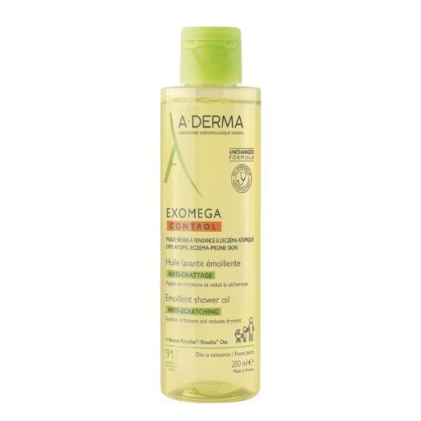 A-Derma Exomega Control Emolliërende anti-jeuk Wasolie, Droge huid met neiging tot atopisch eczeem 200ml