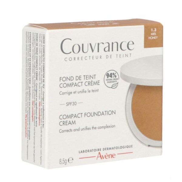 Avène Couvrance Fond de teint compact crème miel  1.3, Hoge dekking, Gevoelige huid 8.5g