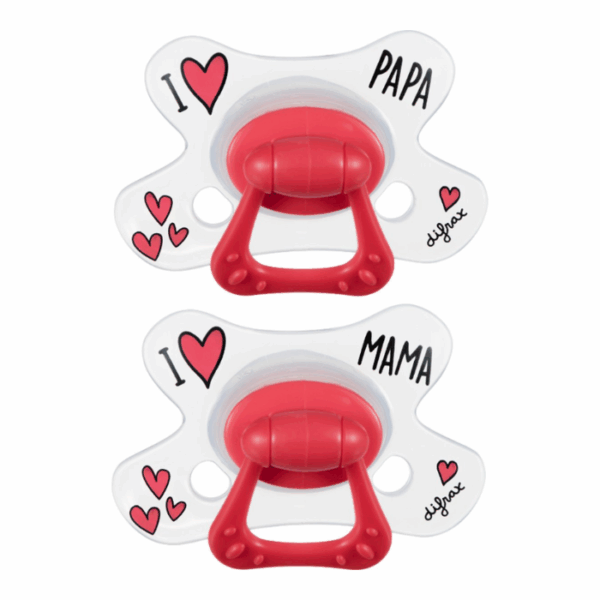 Difrax Fopspeen Natural I Love Mama/Papa 12M+ 1 Stuk