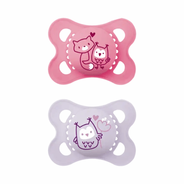 Mam Fopspeen Original Pure Silicone 0-6m Roze/Paars Dieren - 2 Stuks