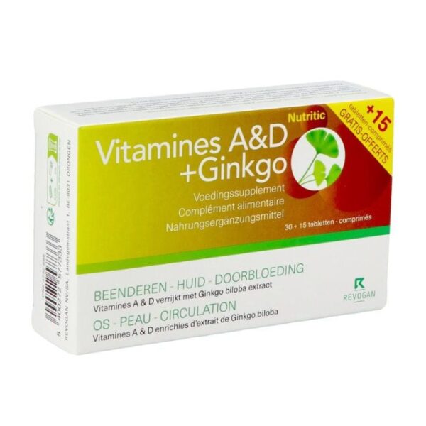 Nutritic Vitamines A&D + Ginkgo - 30 + 15 Tabletten Gratis