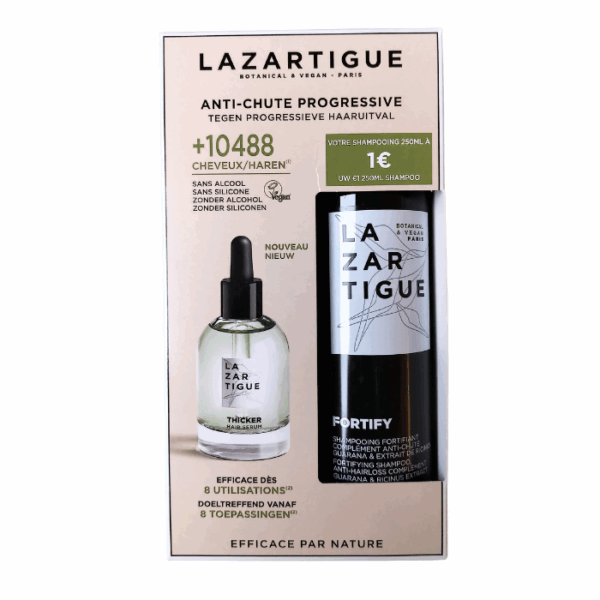 Lazartigue Tegen Haaruitval Thicker Haarserum - 50ml + Fortify Shampoo - 250ml aan €1