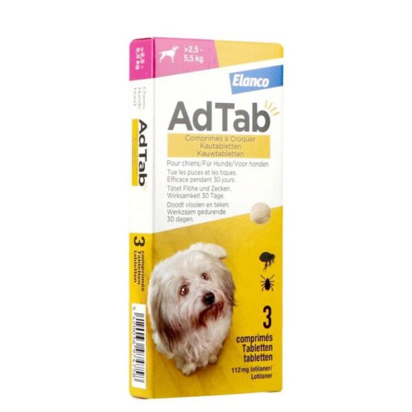 Adtab 112mg Hond >2,5kg-5,5kg - 3 Kauwtabletten