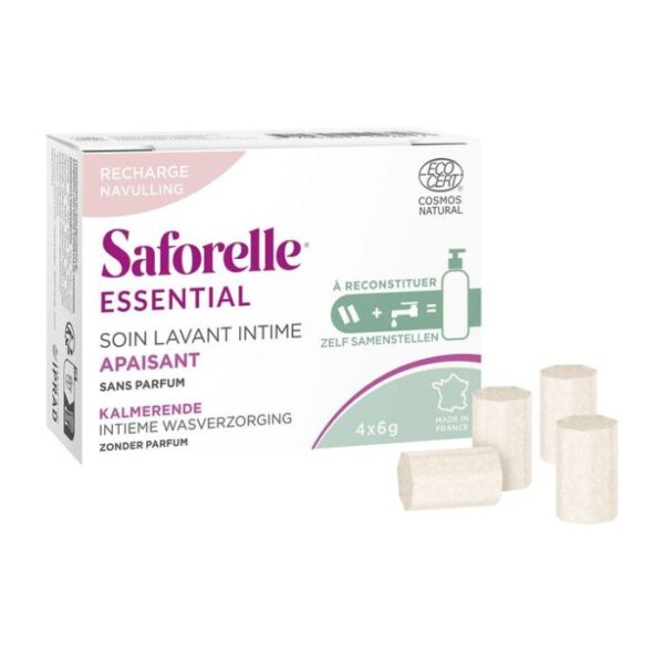 Saforelle Essential Kalmerende Intieme Wasverzorging Zonder Parfum Navulling - 4x6g Sticks