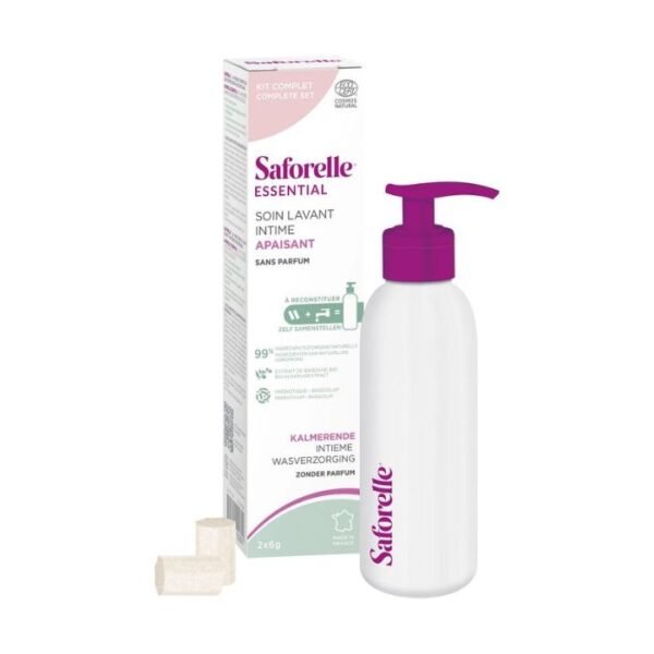 Saforelle Essential Kalmerende Intieme Wasverzorging Zonder Parfum Starterskit - Fles + 2x6g Sticks