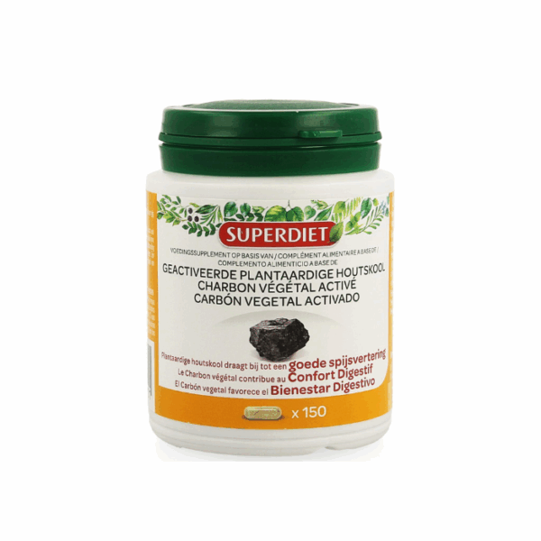 Super Diet Plantaardige Houtskool Actief - 150 Capsules