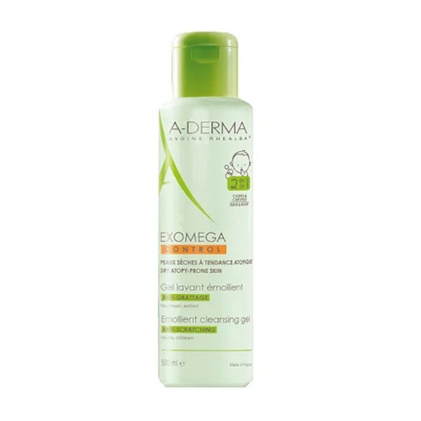 A-Derma Exomega Control Emolliërende Reinigingsgel 2 in 1 anti-jeuk, Droge huid met neiging tot atopie 200ml