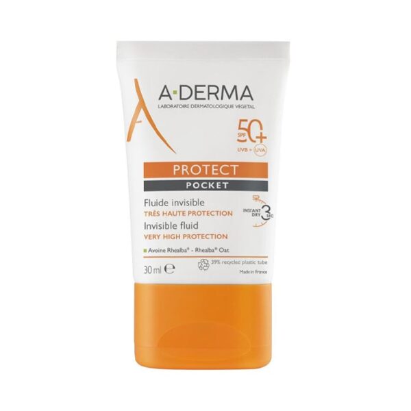 A-Derma Protect Pocket Onzichtbare Fluide SPF50+, Zeer hoge zonnebescherming 30ml
