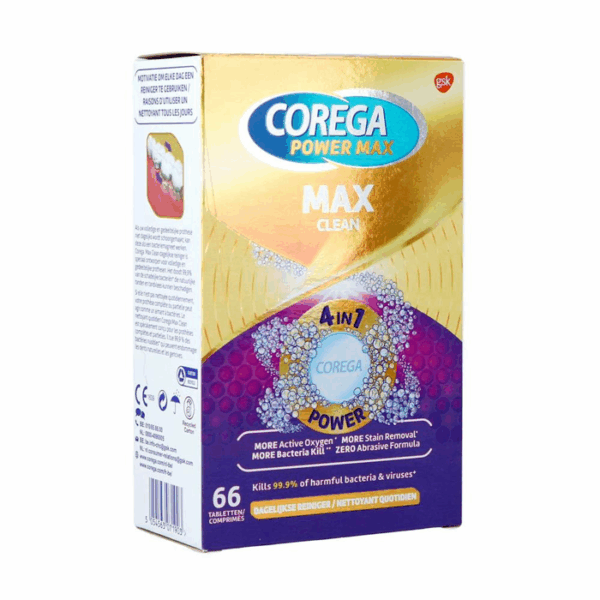 Corega Max Clean Dagelijkse Reiniger Prothese 66 Tabletten