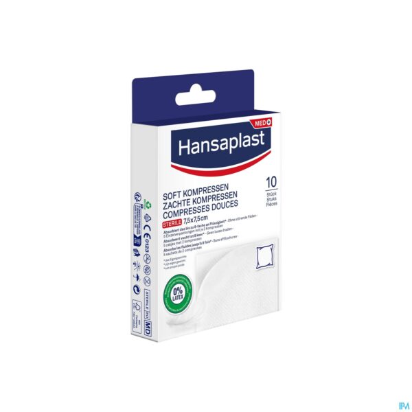 Hansaplast Soft Compress 7,5cmx7,5cm - 10 Stuks