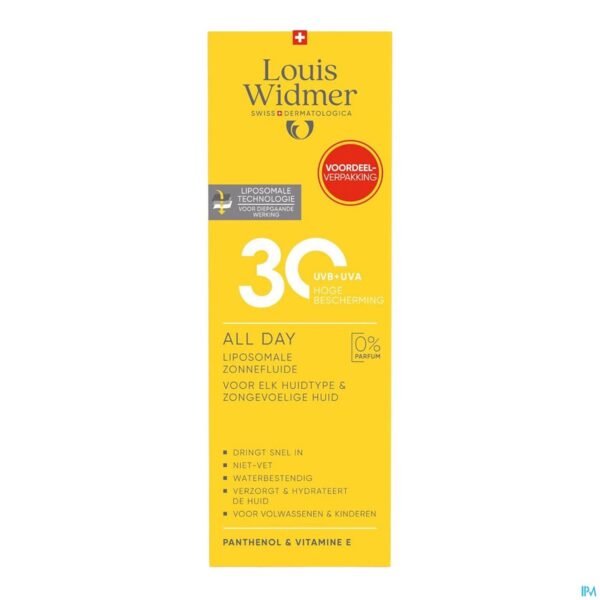 Louis Widmer All Day SPF30 Zonder Parfum 200ml