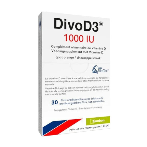 DivoD3 1000UI Vitamine D - Sinaasappelsmaak - 30 Orodispergeerbare Films