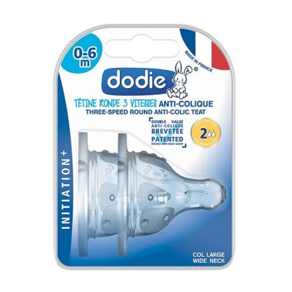 Dodie Initiation+ Anti-Koliek Speen 0-6M+ / 3 Snelheden / Debiet 2 / 2 Stuks