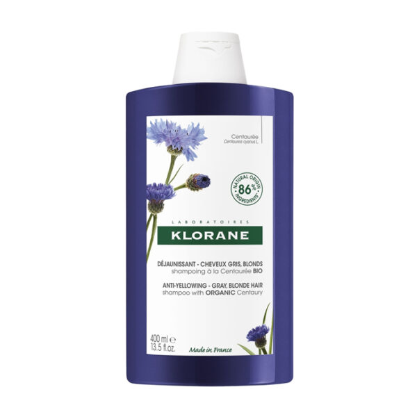 Klorane BIO Ontgelende Duizendguldenkruid Shampoo, Neutraliseert, Geeft glans, Grijs, blond of wit haar 400ml