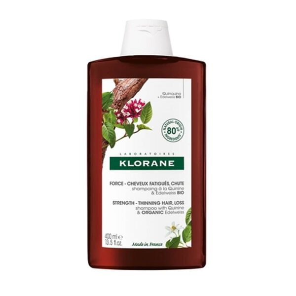 Klorane Kinine en BIO Edelweiss Versterkende & Revitaliseerende Shampoo, Haaruitval 400ml