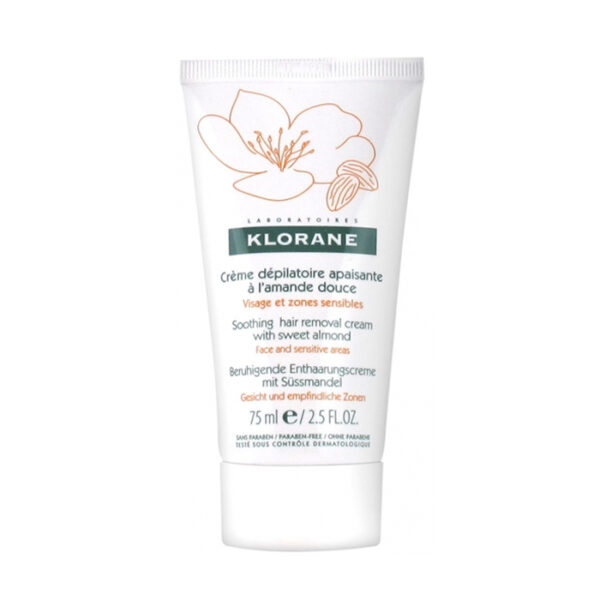 Klorane Zoete Amandel Kalmerende Ontharingscrème,  Gelaat & gevoelige zones 75ml
