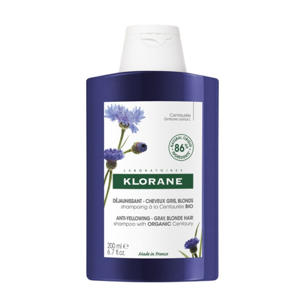 Klorane BIO Ontgelende Duizendguldenkruid Shampoo, Neutraliseert, Geeft glans, Grijs, blond of wit haar 200ml