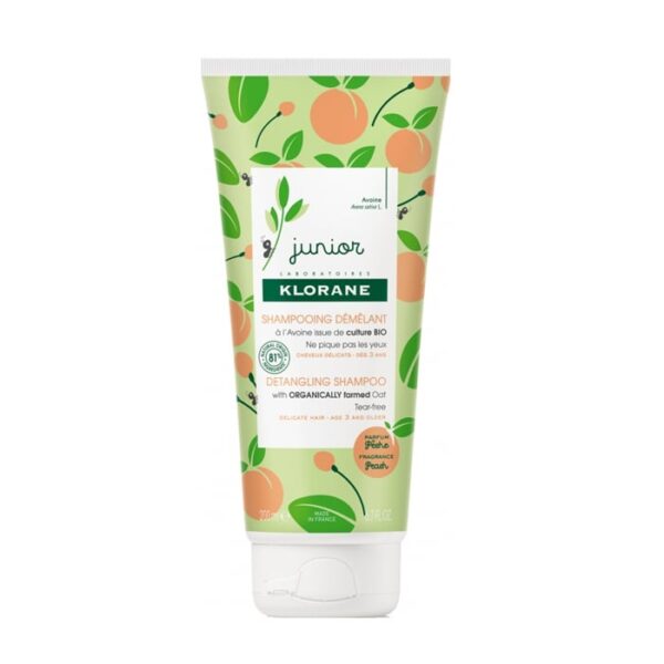 Klorane Junior BIO Haver Ontwarrende Shampoo Perzikgeur, vanaf 3 jaar 200ml