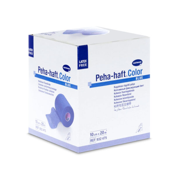Hartmann Peha Haft Color Latexfree Cohesieve Fixatiezwachtel Blauw - 10cmx20m - 1 Stuk