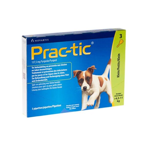 Prac-tic Spot-on Kleine Hond 4,5-11kg Anti-Vlooien/Teken 3 Pipetten