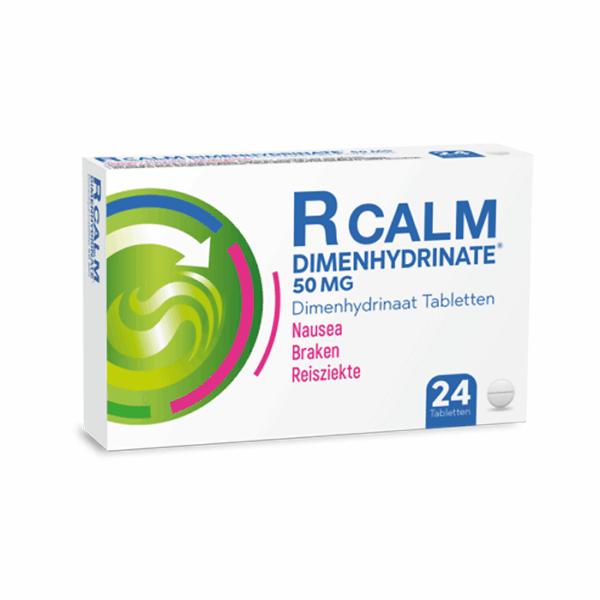 R Calm Dimenhydrinaat - Misselijkheid/Braken/Reisziekte - 24 Tabletten