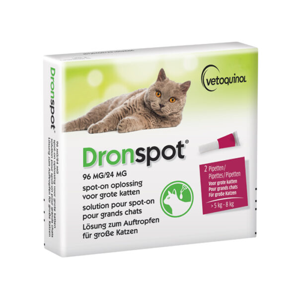 Dronspot Spot-On Ontworming Oplossing - Grote Katten - >5-8kg - 2 Pipetten
