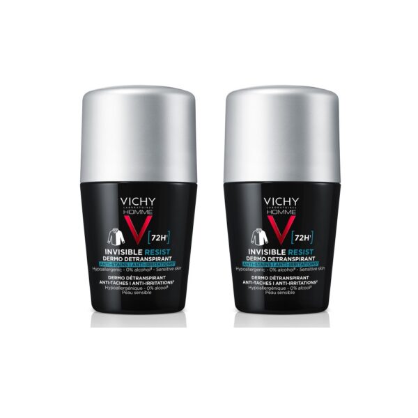 Vichy Homme 72h Invisible Resist Deo Roll 50ml DUO pack