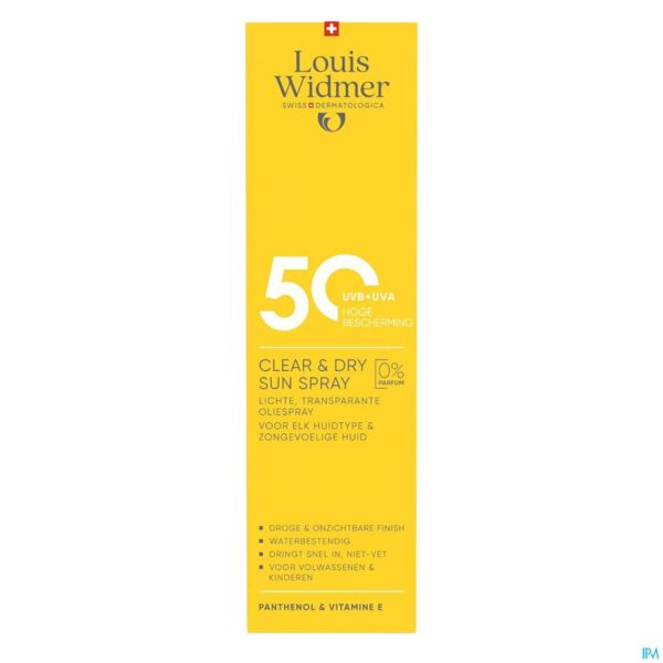 Louis Widmer Clear & Dry Sun Spray 50 Zonder Parfum - 200ml