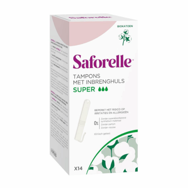 Saforelle Tampons Met Inbrenghuls Super Biokatoen - 14 Stuks