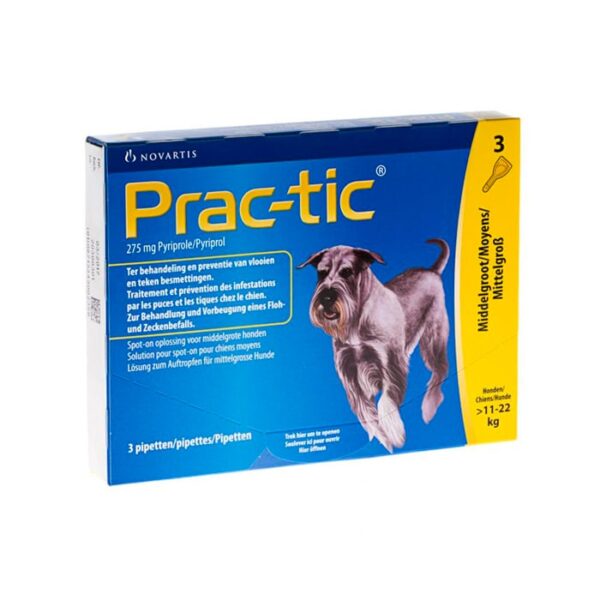 Prac-tic Spot-on Middelgrote Hond 11-22kg Anti-Vlooien/Teken 3 Pipetten